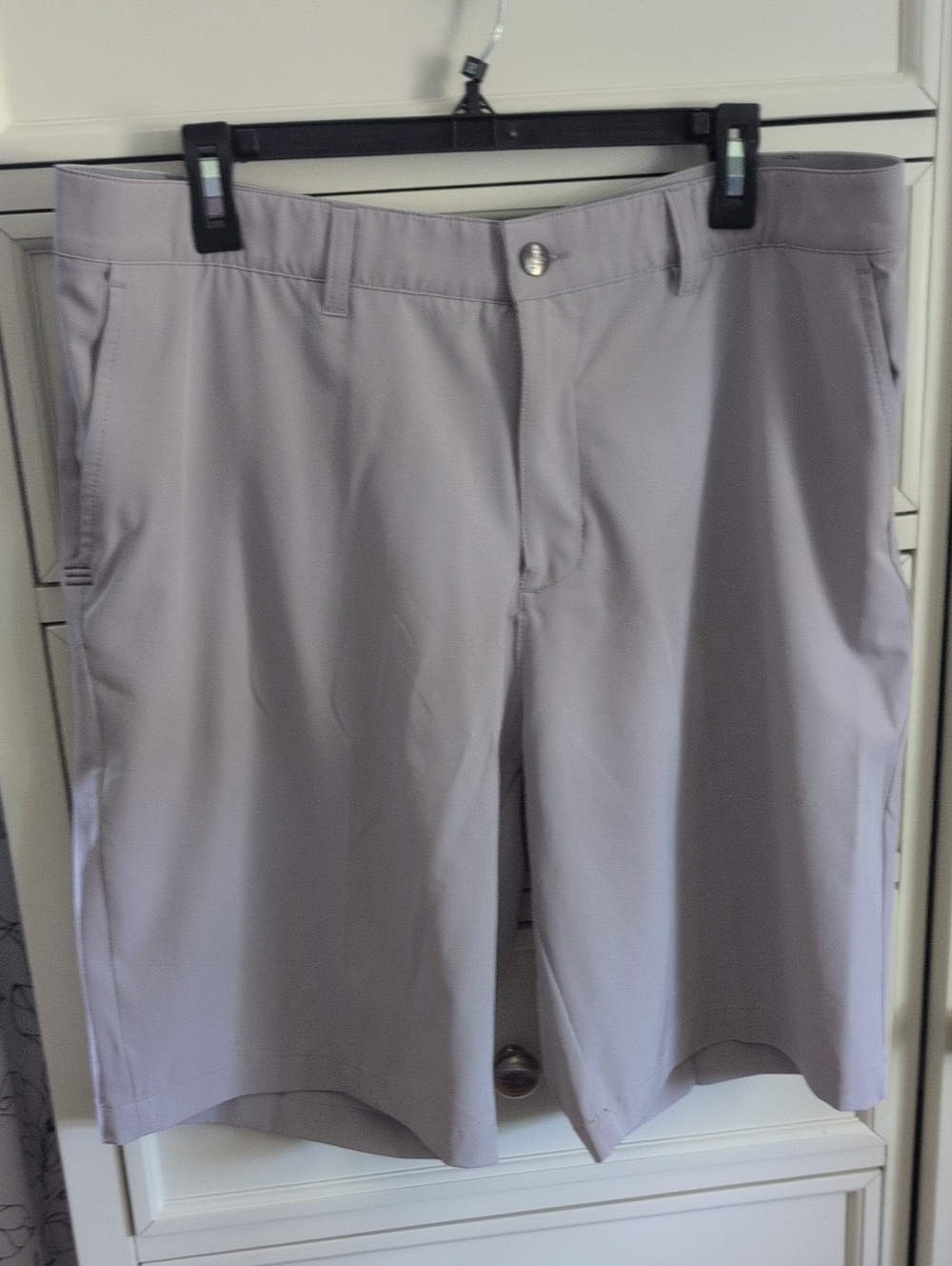 adidas Men's Light Gray Flat-Front Performance Shorts